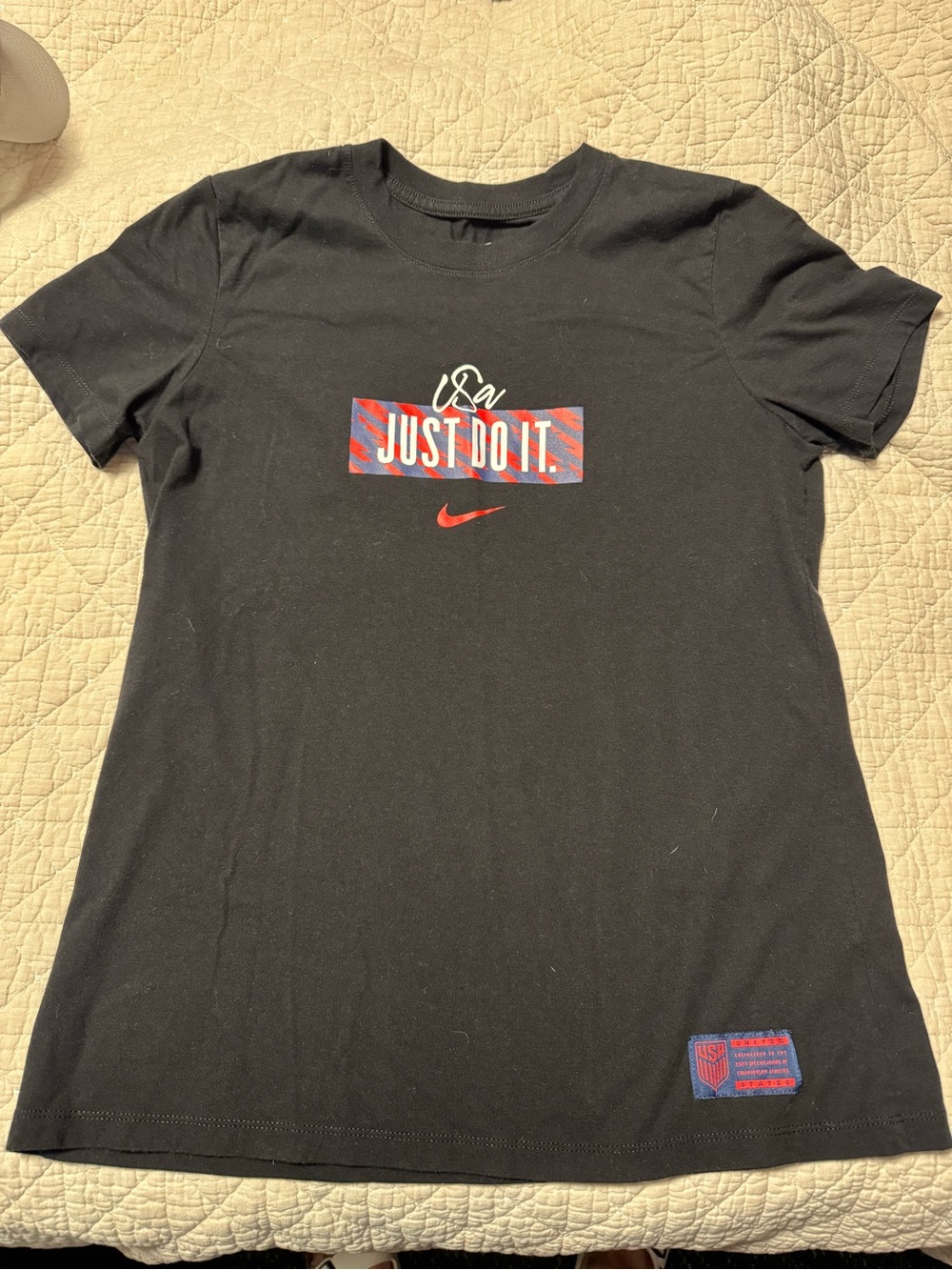 Nike Black Short-Sleeve 'Just Do It' Graphic Tee with Red Accent